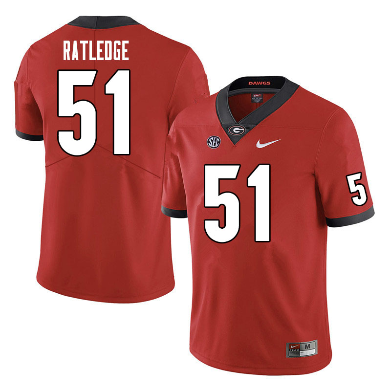 Men #51 Tate Ratledge Georgia Bulldogs College Football Jerseys Sale-Red